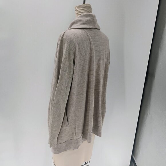 allsaints 100% wool long lined sweater cardigan pockets beige dahlia cardigan - Picture 9 of 15